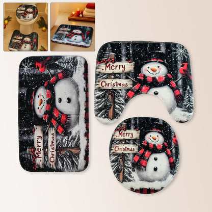 3 in 1 Christmas-Themed Bathroom Mat - (1 Set)