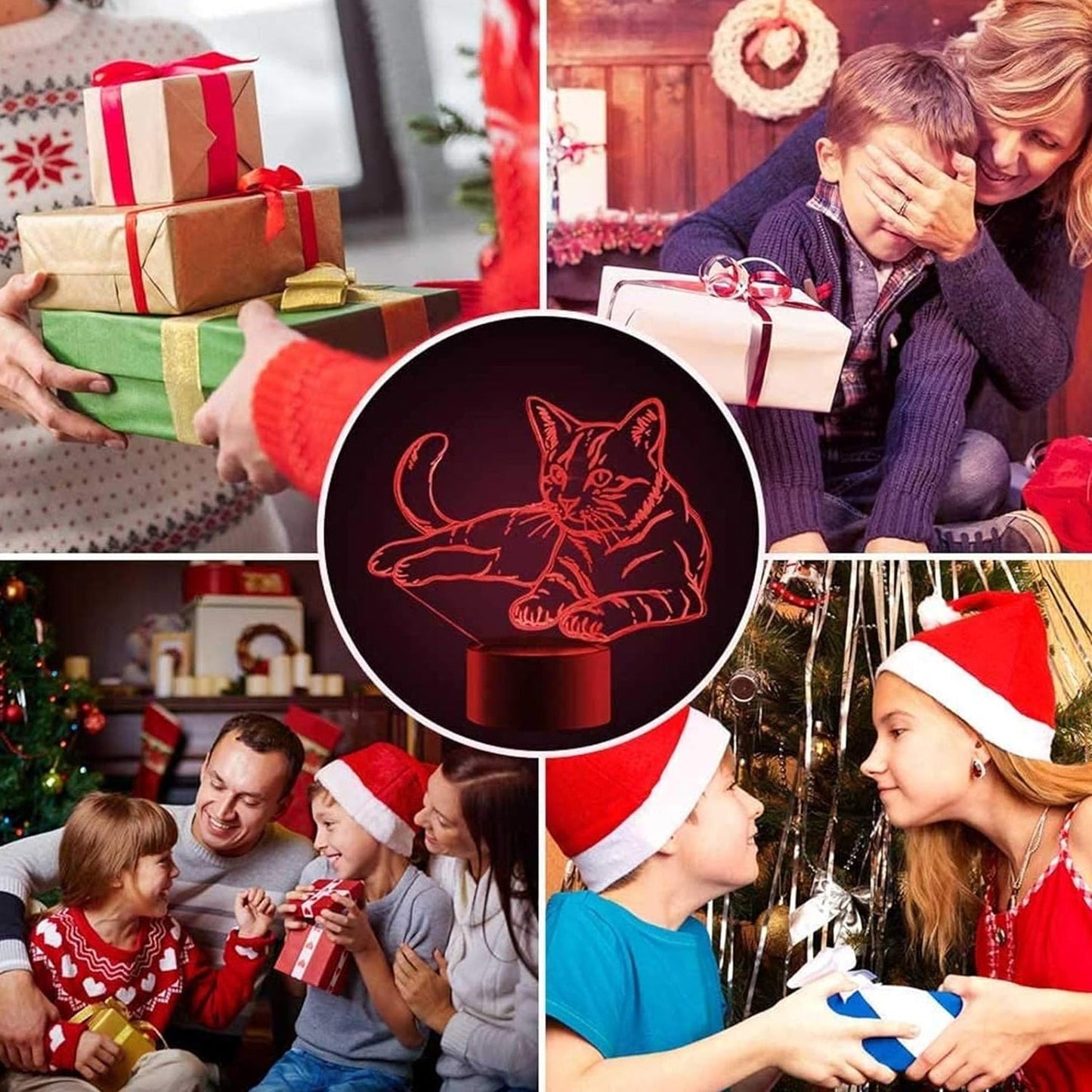 3D Illusion Multicolor Changing LED Night Lamp with Cat Design