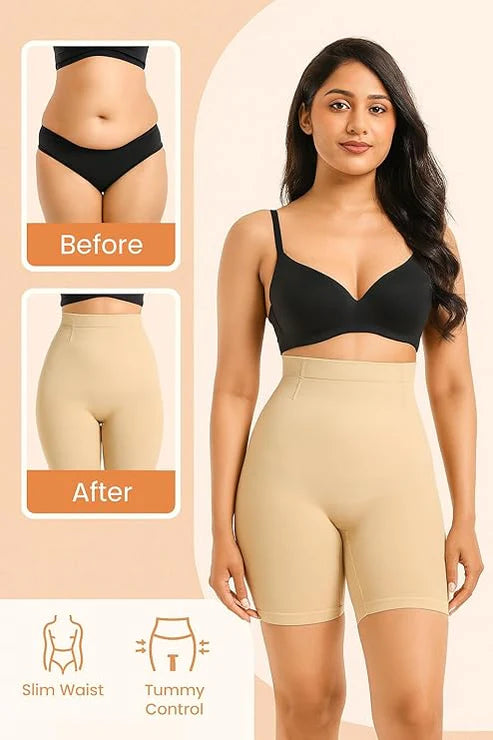 HSR Tummy Control Shapewear for Women Butt Lifting Shapewear High Waist Body Shaper Shorts Seamless Thigh Slimmer (Fits Waist : 30 to 39 Inch)