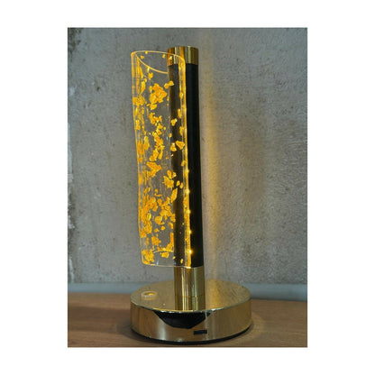 3D Illusion Golden Flakes LED Vase Shape Table Lamp with Touch Control – Warm Golden Glow Acrylic Night Light for Bedroom, Living Room, Office & Modern Home Décor Gift